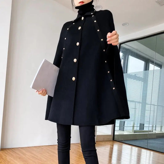 Black Knit Gold-Button Jacket