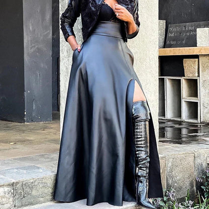 Black High-Slit Maxi Skirt