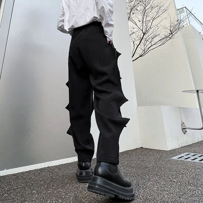 Black Spiked Side Wide Harem Pants