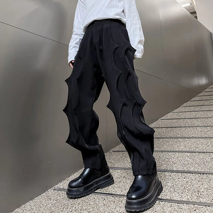 Black Spiked Side Wide Harem Pants