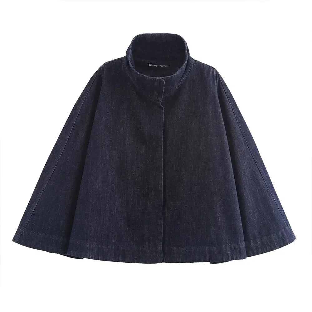 Women's Denim Cape Blue - front studio view (1 of 2)