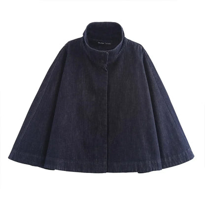 Women's Denim Cape Blue - front studio view (1 of 2)