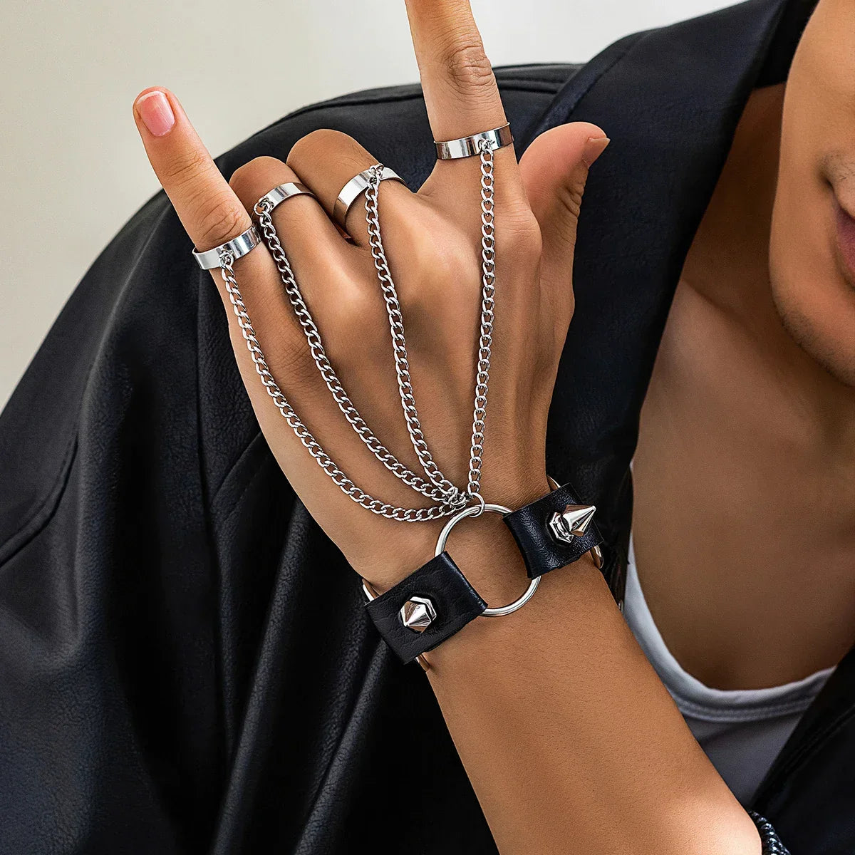 Gothic Chain Bracelet - primary photo, shown with a person (1 of 3)