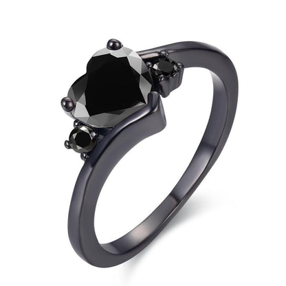 Women's Black-Metal Heart Gemstone Ring - front studio view (1 of 6)