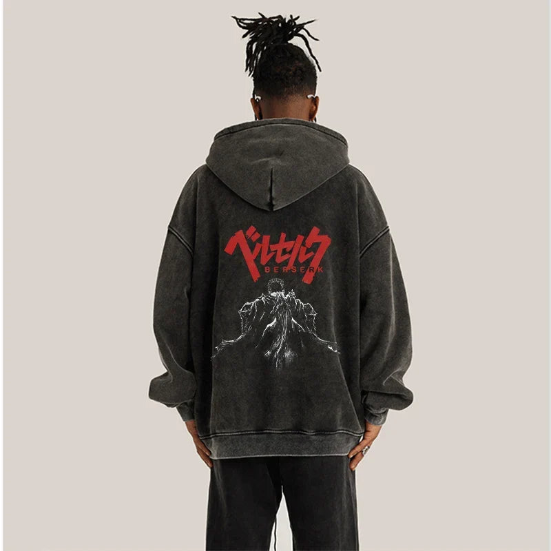 Unisex Charcoal Acid Wash Graphic Hoodie