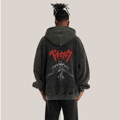 Unisex Charcoal Acid Wash Graphic Hoodie