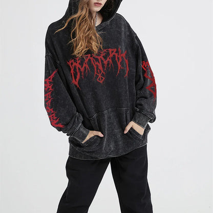 Unisex Charcoal Acid Wash Graphic Hoodie