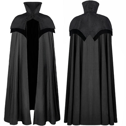 Men's Gothic Cloak Black - front studio view (1 of 2)