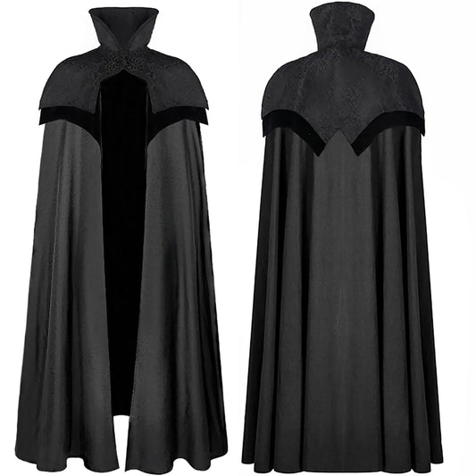 Men's Gothic Cloak Black - front studio view (1 of 2)