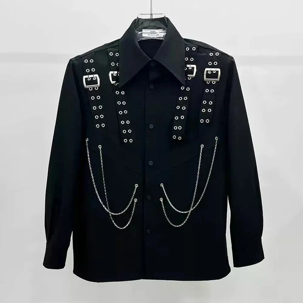 Men's Gothic Chain Shirt Black - front studio view (1 of 4)