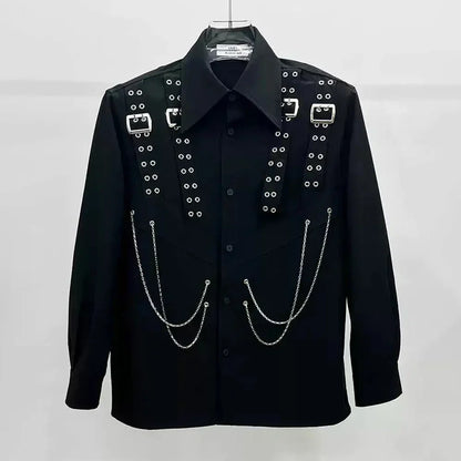 Men's Gothic Chain Shirt Black - front studio view (1 of 4)