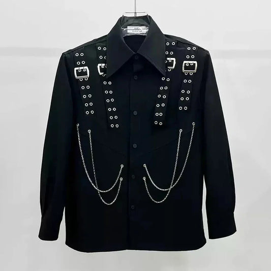 Men's Gothic Chain Shirt Black - front studio view (1 of 4)