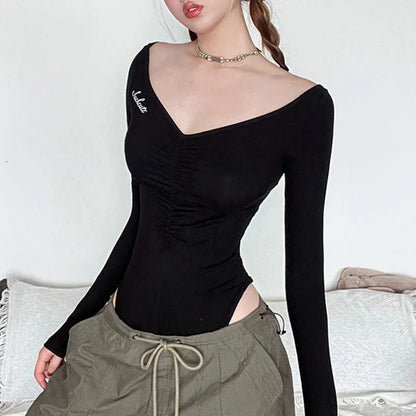 Black Mesh Butterfly-Back Bodysuit