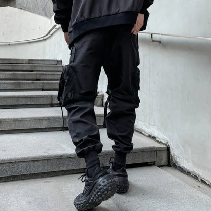 Black Techwear Tactical Cargo Pants