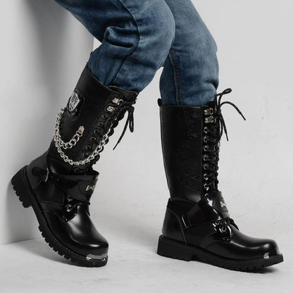 Black Chain Combat Boots