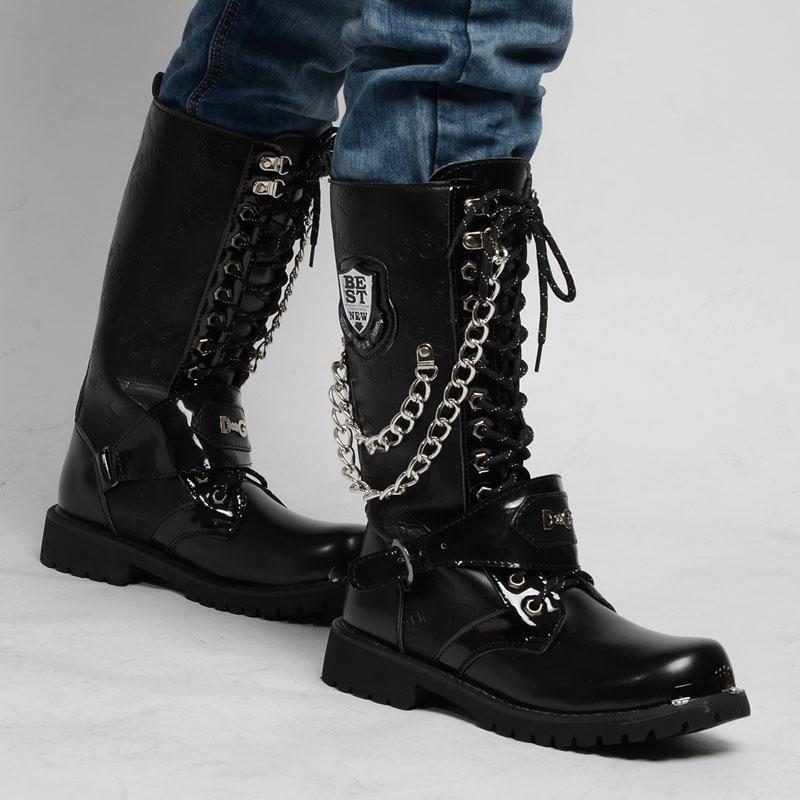 Black Chain Combat Boots