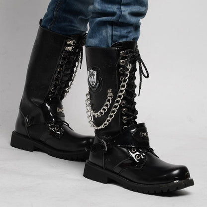 Black Chain Combat Boots
