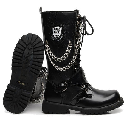 Black Chain Combat Boots