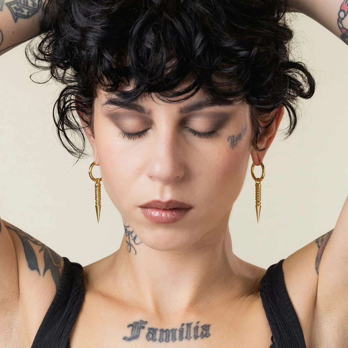 THORN DROP HOOPS EARRINGS