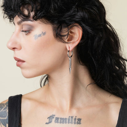 THORN DROP HOOPS EARRINGS