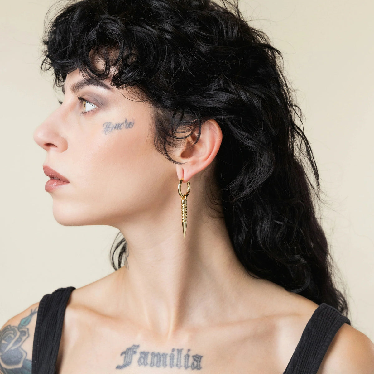 THORN DROP HOOPS EARRINGS
