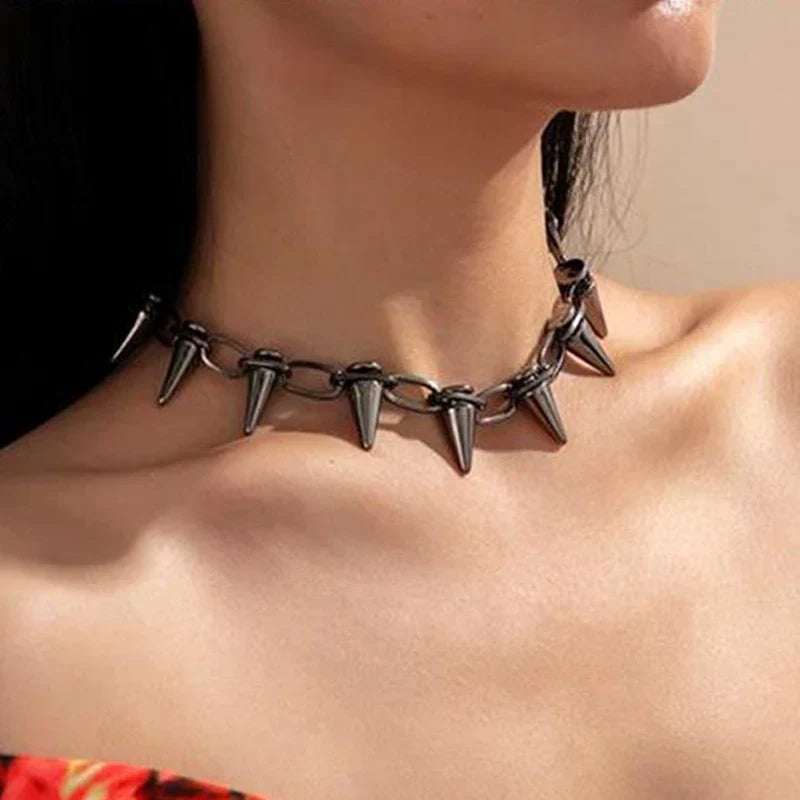 Punk Spike Necklace - primary photo, shown with a person