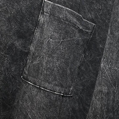 Grey Acid-Wash Shredded Long Sleeve Top