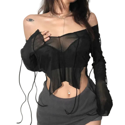 Women's Mesh Blouse - primary photo, shown with a person (1 of 3)