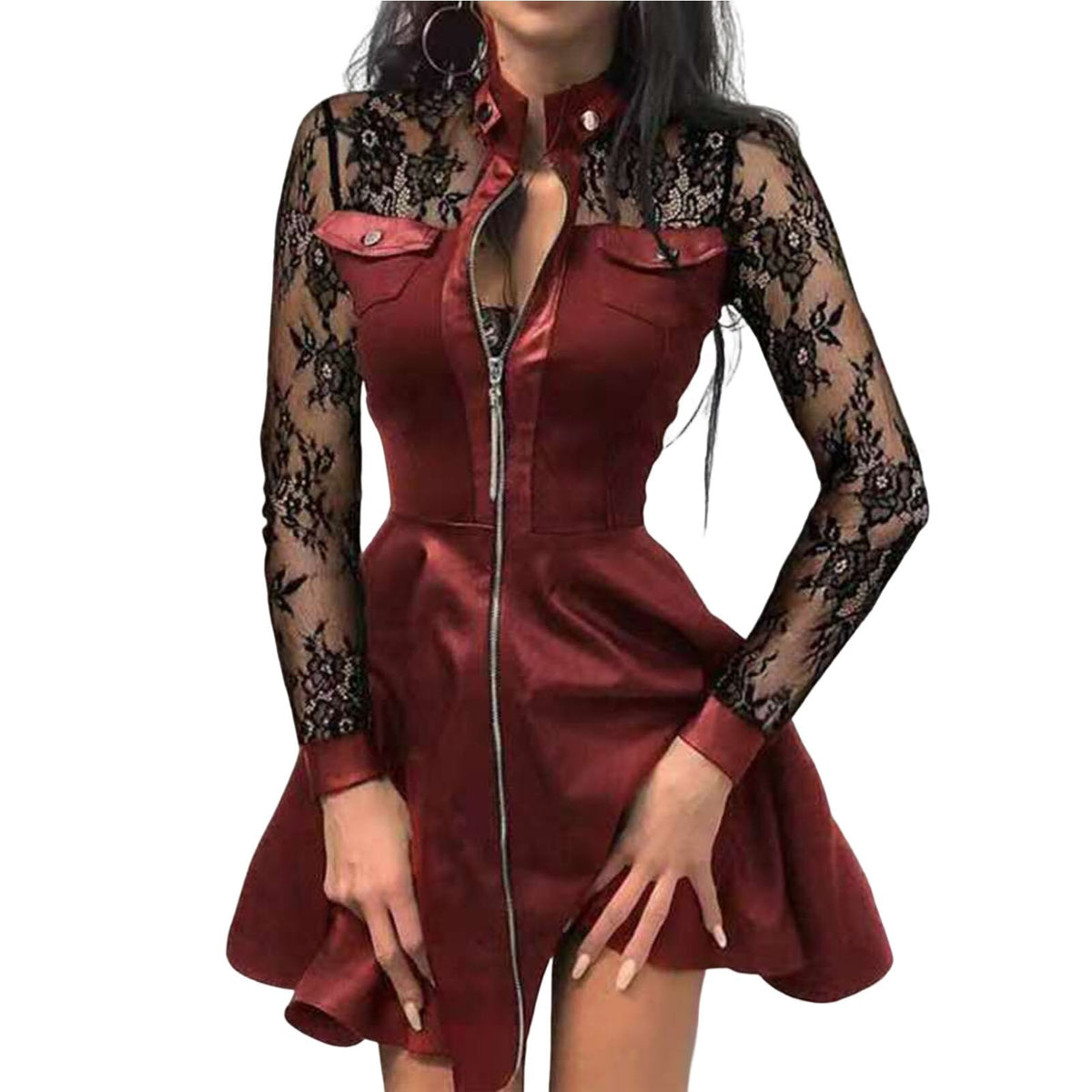 Gothic Zipper Dress - alternate view, shown with a person (4 of 9)