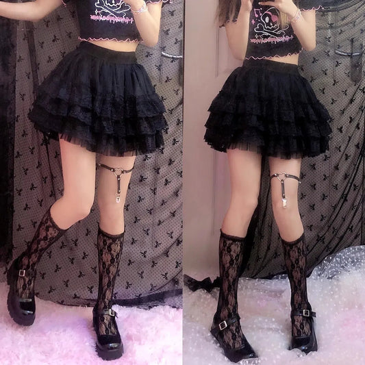Black Velvet Rose Lace Mini Dress