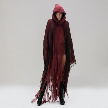 Women's Ripped Hooded Cape Black - alternate studio view (6 of 6)