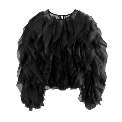 Women's Gothic Style Blouse Black - front studio view (1 of 2)