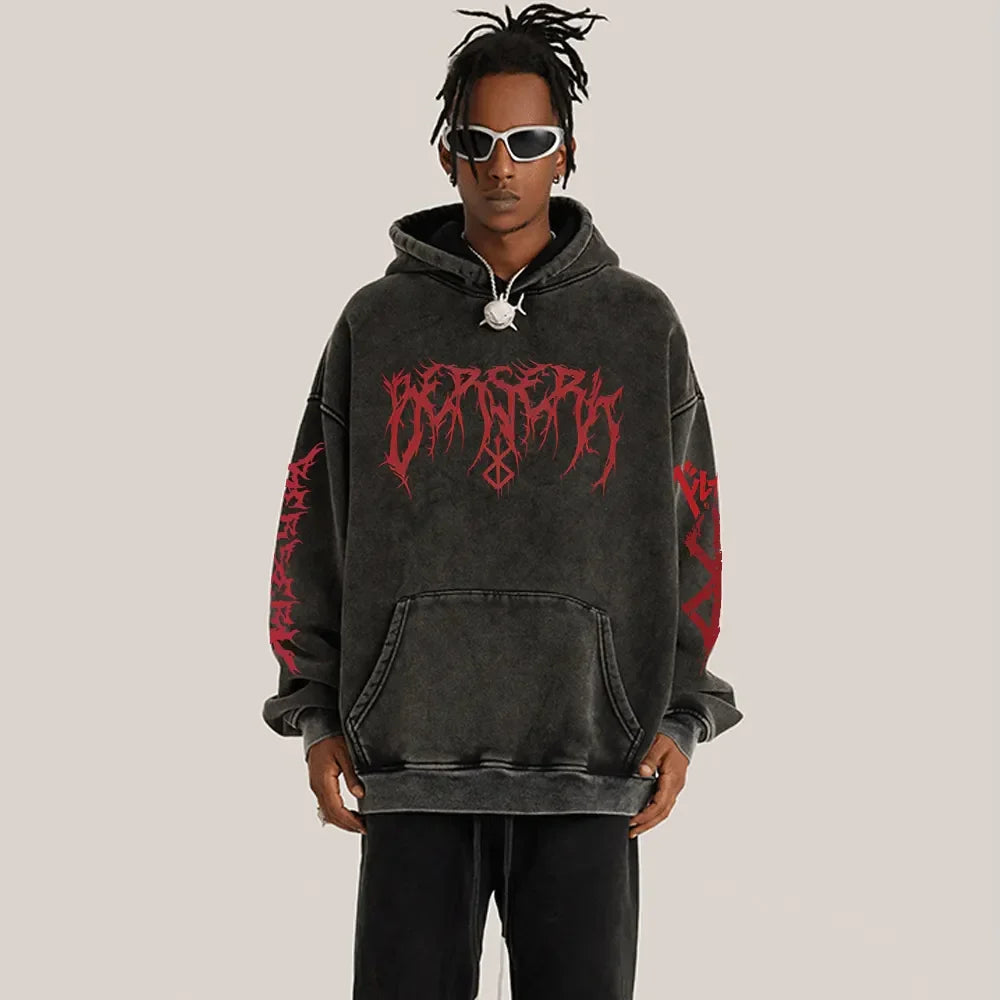 Unisex Charcoal Acid Wash Graphic Hoodie