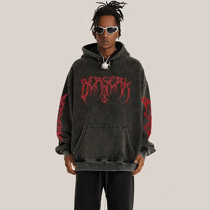 Unisex Charcoal Acid Wash Graphic Hoodie