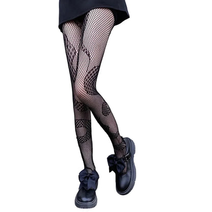 Patchwork Shadow Fishnet Tights