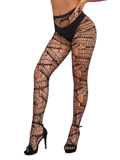 Women Sexy Halloween Black Fishnet Pantyhose Elastic Hollow Mesh Bat Pattern Tights Gothic Punk Wear Hosiery - Creepy Goth