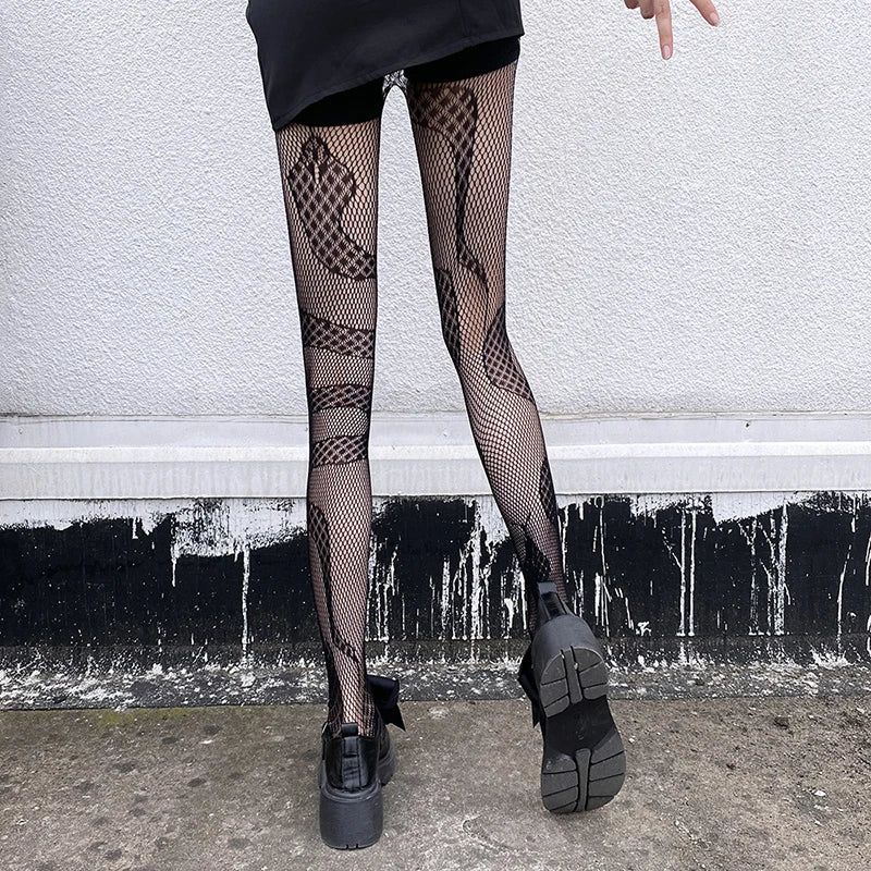 Patchwork Shadow Fishnet Tights