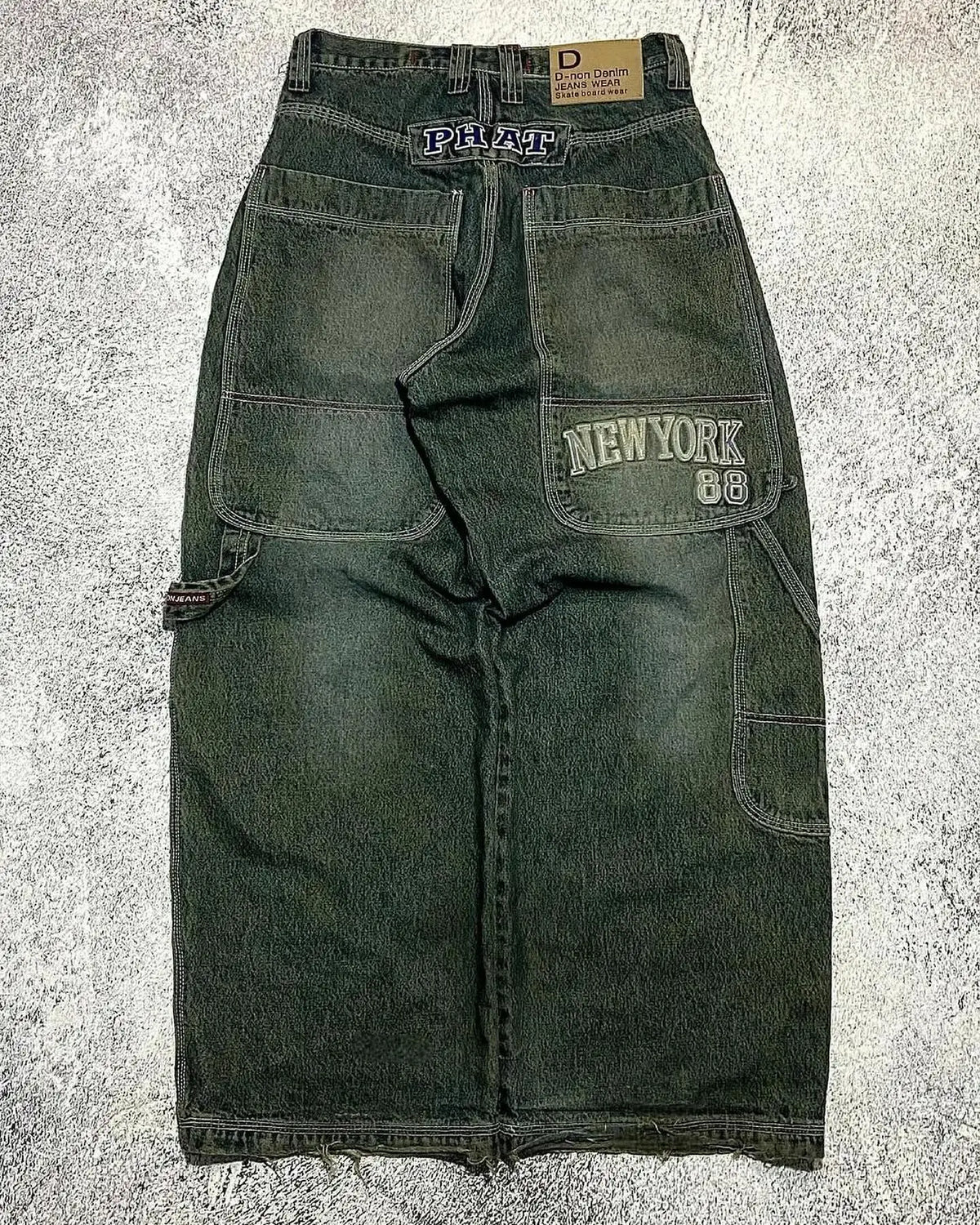 American New Fashion Oversized Pattern Printed Washed Jeans Men Y2K Gothic Rock Popular Casual Joker High Waist Wide Leg Pants - Creepy Goth