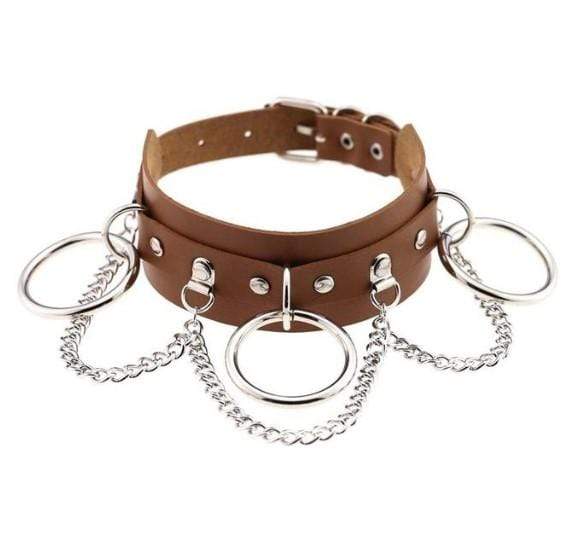 Gothic Chain & Rings Choker Necklace - Creepy Goth