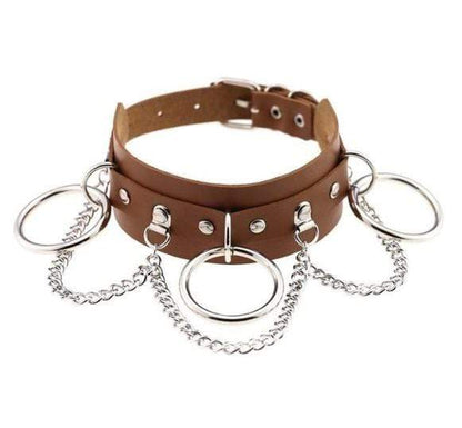 Gothic Chain & Rings Choker Necklace - Creepy Goth