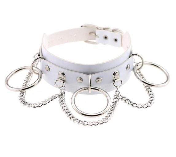 Gothic Chain & Rings Choker Necklace - Creepy Goth