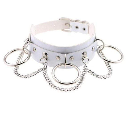 Gothic Chain & Rings Choker Necklace - Creepy Goth