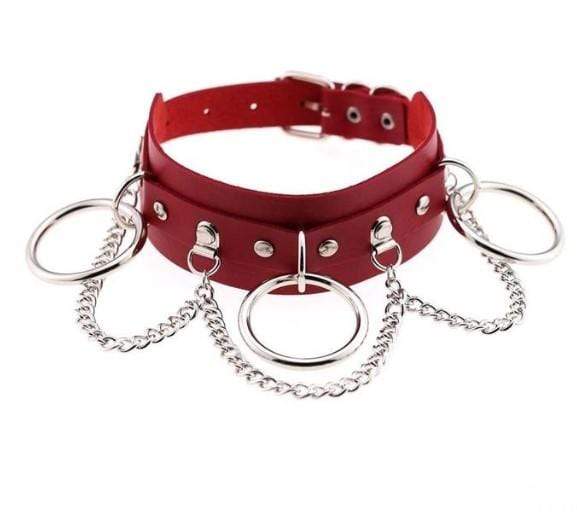 Gothic Chain & Rings Choker Necklace - Creepy Goth