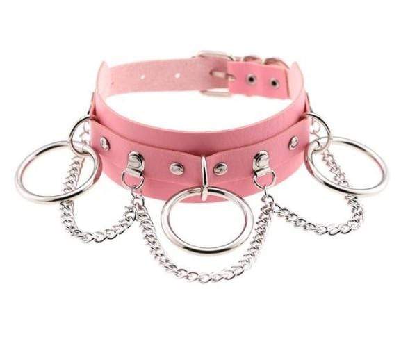 Gothic Chain & Rings Choker Necklace - Creepy Goth