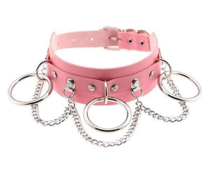 Gothic Chain & Rings Choker Necklace - Creepy Goth