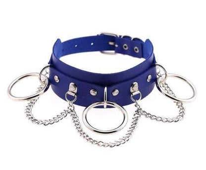 Gothic Chain & Rings Choker Necklace - Creepy Goth