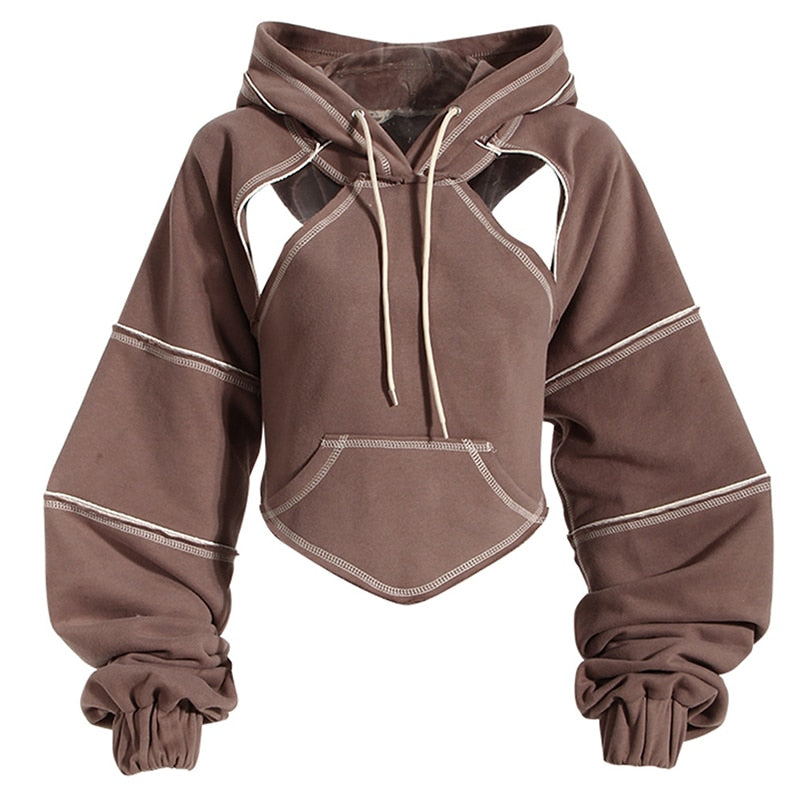 Cropped Pullover Hoodie - alternate view, shown with a person (2 of 4)