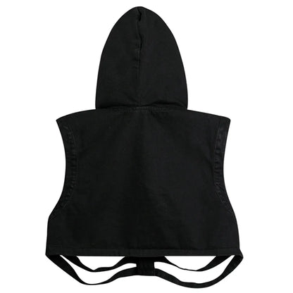 Skeleton Hooded Denim Vest Top