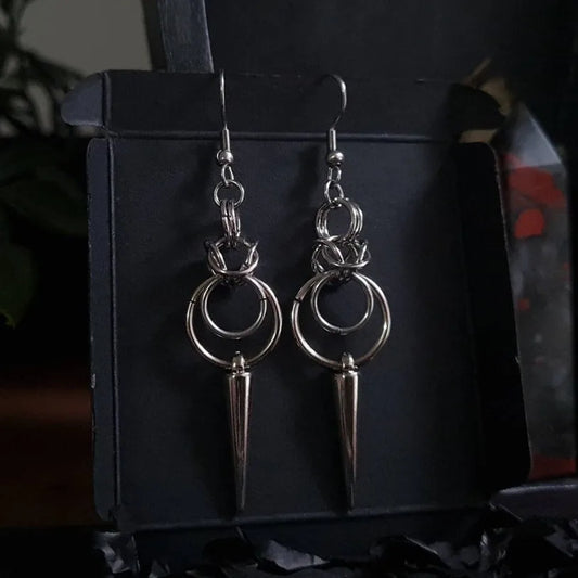 Women's Silver Spike Hoop Drop Earrings - primary product photo (1 of 2)