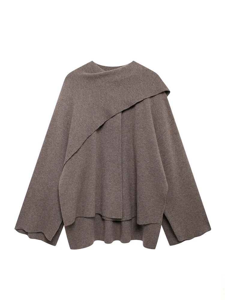 Women's Solid Loose Cape Brown - primary photo, shown with a person (1 of 2)